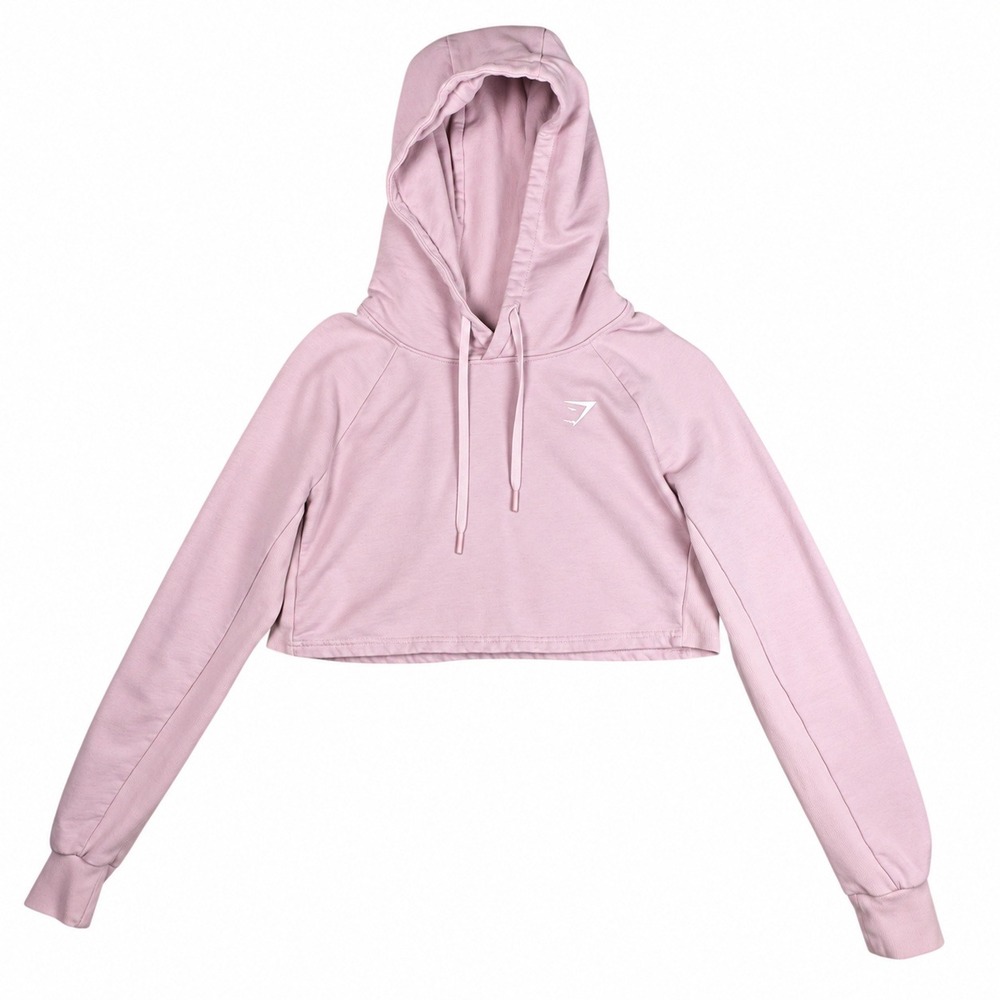 Gymshark Training Cropped Hoodie Women Small Pink Fleece Pullover Athleisure Gym